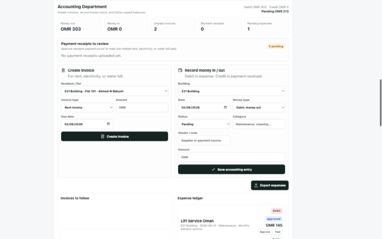 Building Management System Accounting