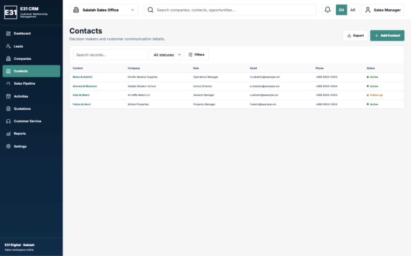 CRM System Contacts