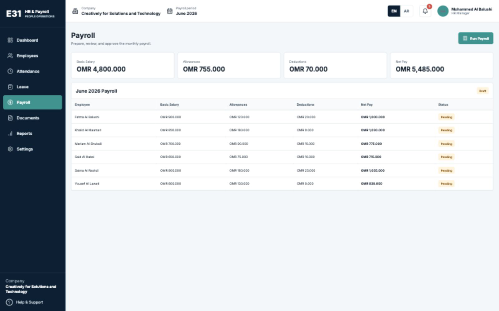 HR & Payroll System Payroll