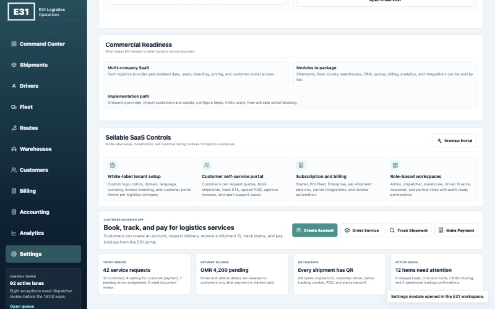 Logistics System Settings