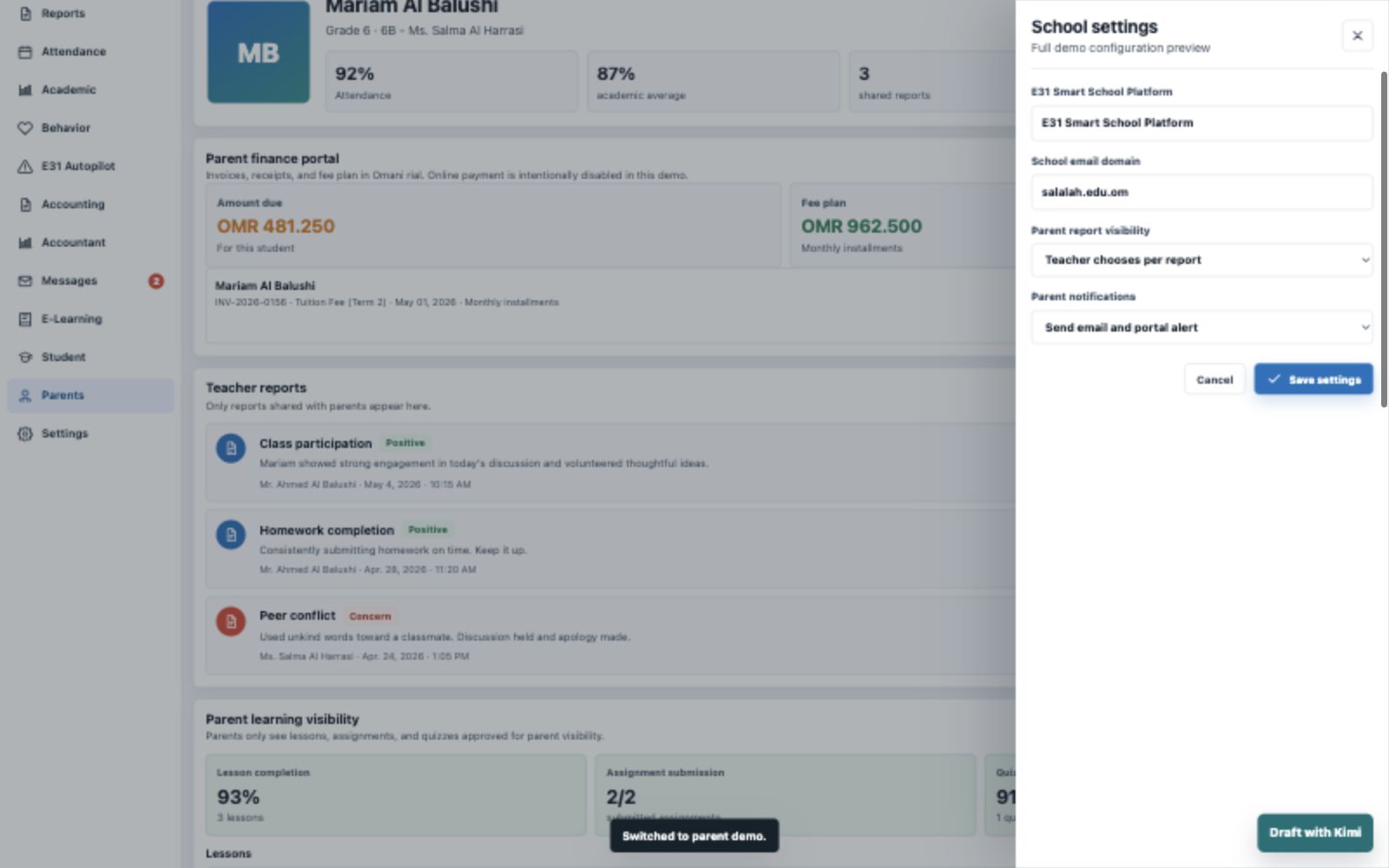 Smart School System Settings