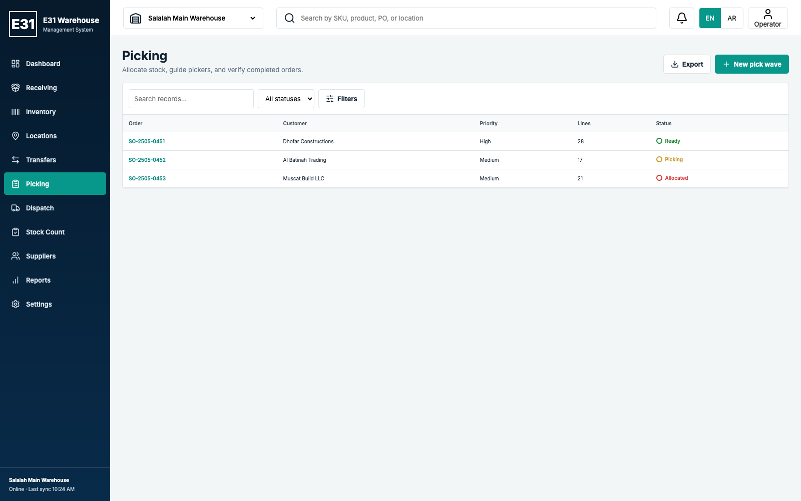 Warehouse System Picking