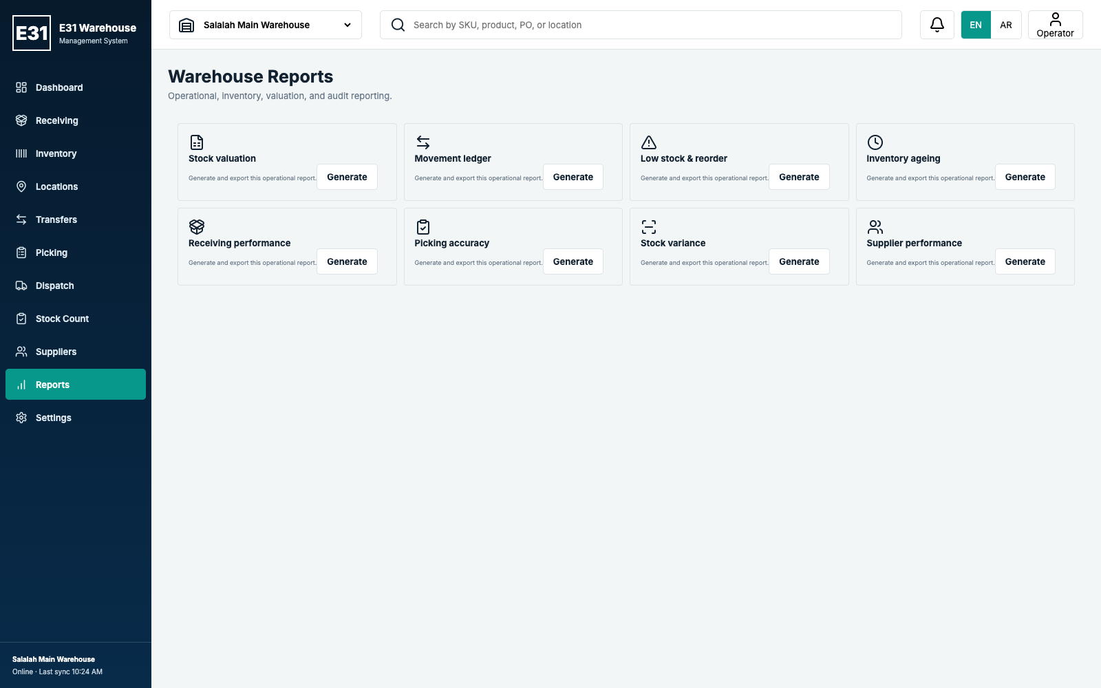 Warehouse System Reports